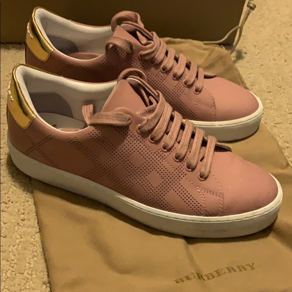 Burberry Perforated Check Leather Trainers